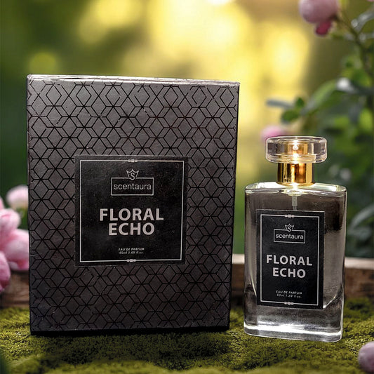 Scentaura Floral Echo perfume bottle and packaging on a natural background